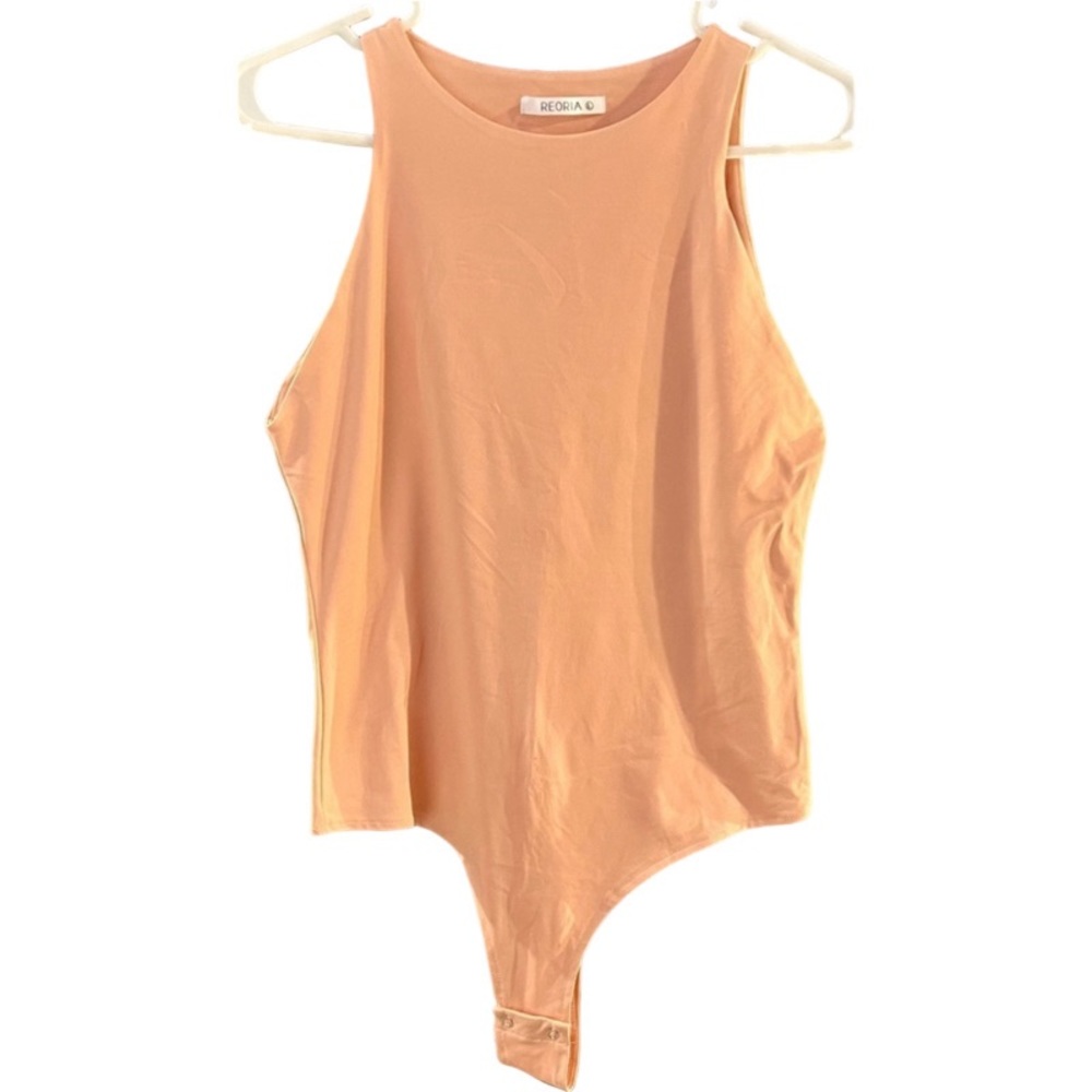 Racerback Sleeveless Halter Neck Bodysuit in Pale Pink